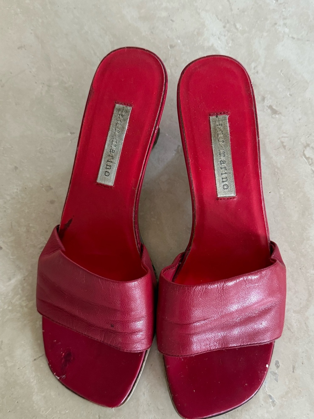 Ann Marino Vintage Red Leather Slide Mules
